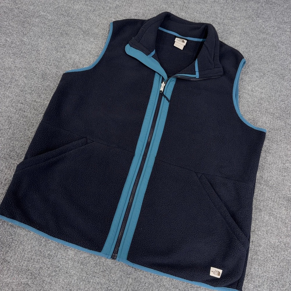 The North Face Vest Men XL Navy Blue Carbondale Fleece Full Zip w Pockets
